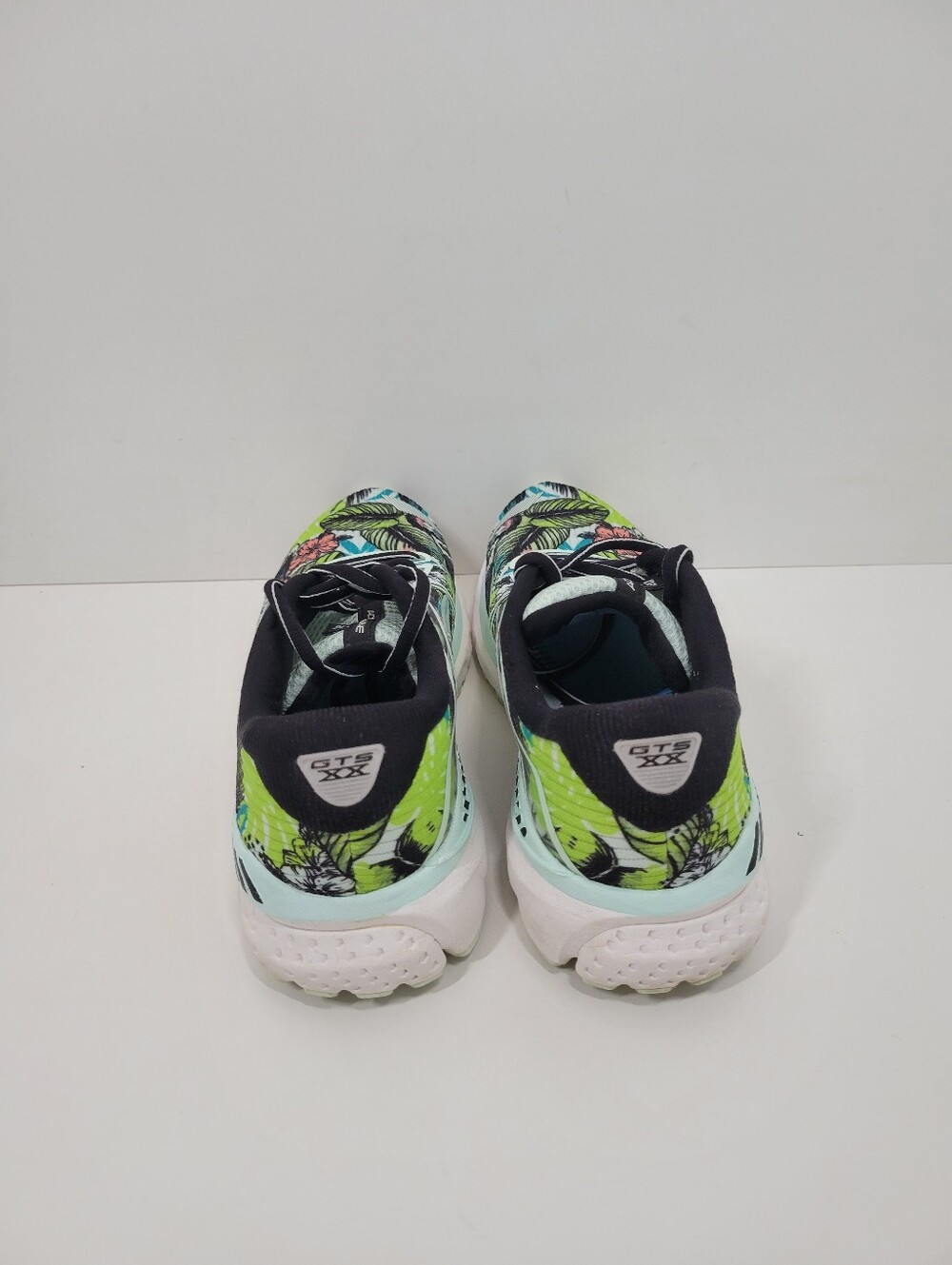 Brooks Adrenaline GTS 20 Green Tropical Floral Gym Running Sneakers Women Sz 7.5 - Picture 6 of 7